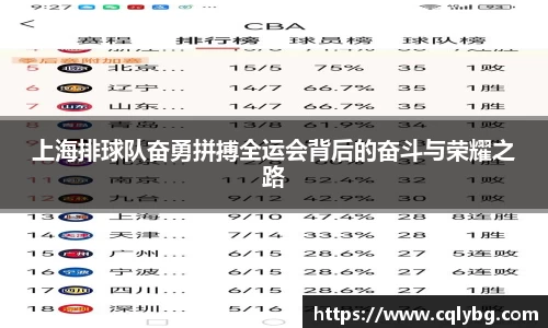 上海排球队奋勇拼搏全运会背后的奋斗与荣耀之路